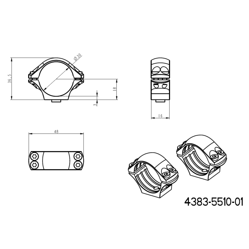 30mm Montageringe für Zielfernrohre | einteilige Picatinny-Basis mit Hebeln 