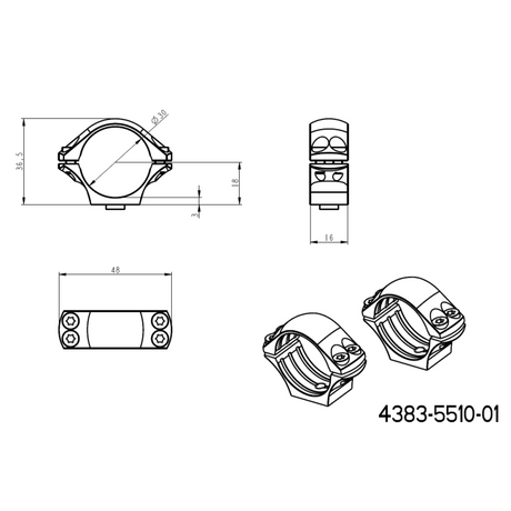 Base Picatinny QD Ergo lunga 30 mm anelli per ottiche 