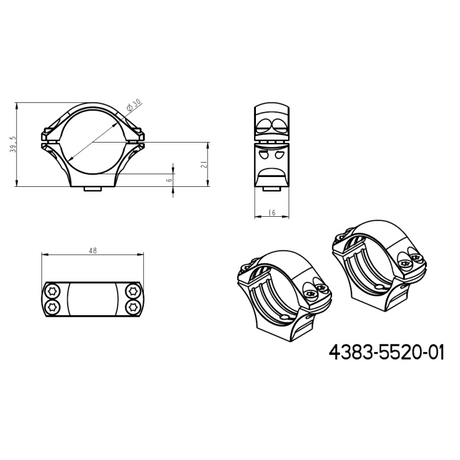 Base Picatinny QD Ergo lunga 30 mm anelli per ottiche 