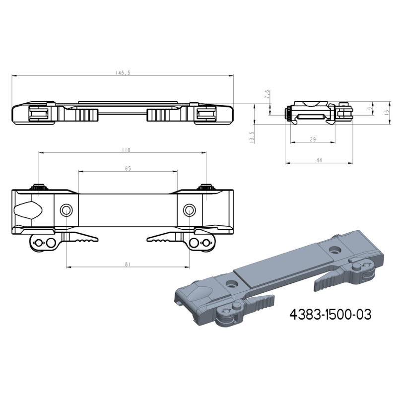 Base per adattatori JK-N | base picatinny con leve QD [lungo] 