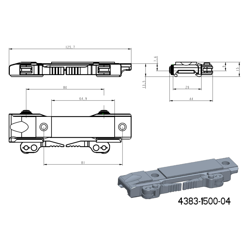 Base per adattatori JK-N | base picatinny con leve QD [corta] 