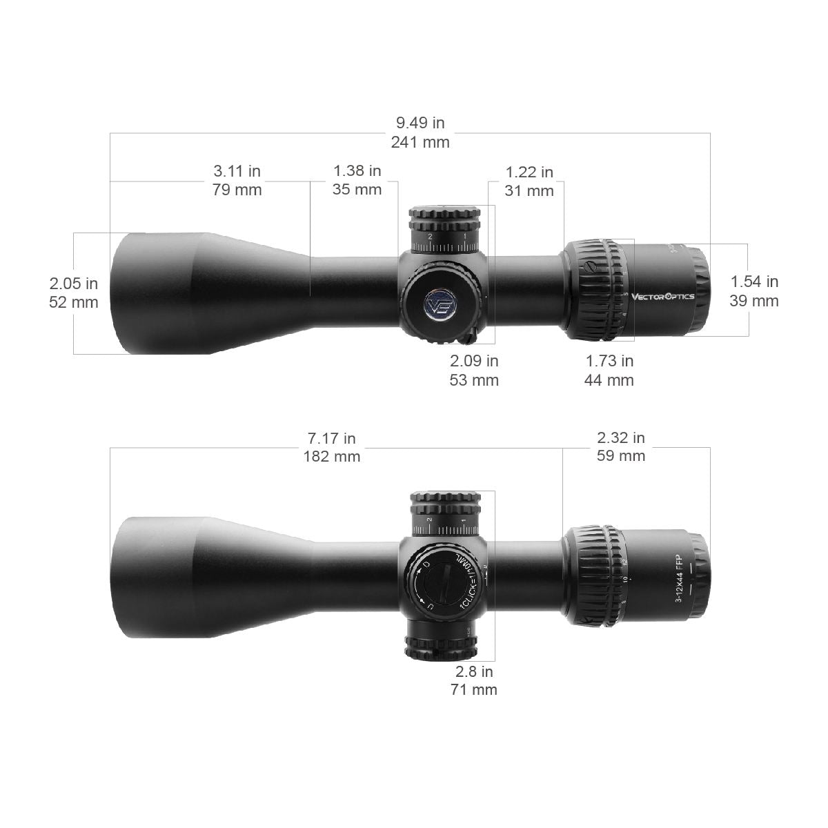 Vector Optics Veyron 3-12x44 FFP Kompakt-Zielfernrohr 