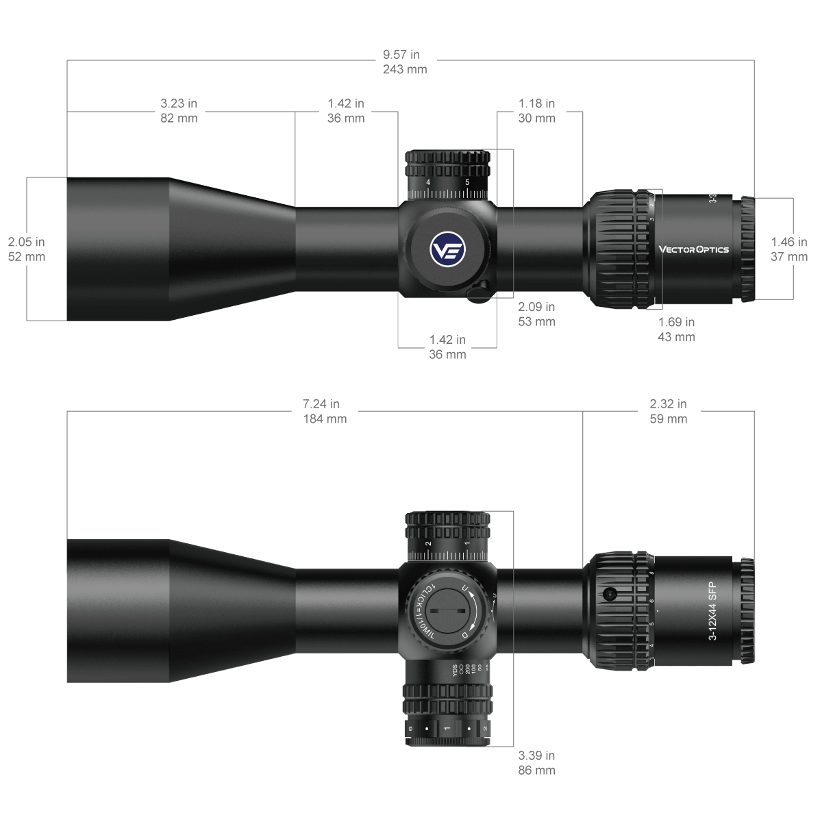 Vector Optics Veyron 3-12x44IR SFP kompakte Zielfernrohr 